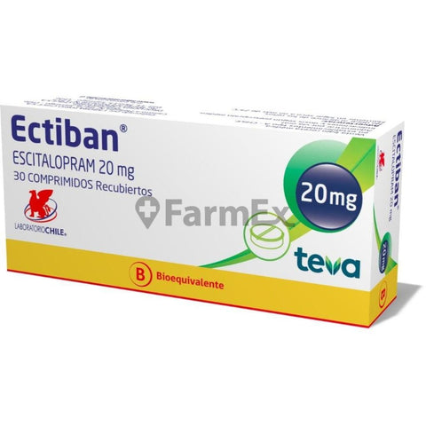 Product image of Ectiban Escitalopram 20 mg x 30 comprimidos