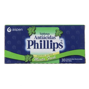 Product image of PHILLIPS TABLETAS ANTIACIDAS MENTA 30 COMPRIMIDOS MASTICABLES