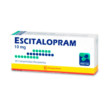 Product image of Escitalopram 10 mg x 30 comprimidos recubiertos