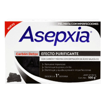 Product image of Asepxia carbón detox efecto purificante jabón en barra x 100 g