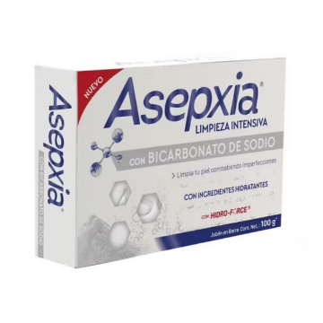 Product image of Asepxia limpieza intensiva con bicarbonato de sodio jabón en barra x 100 g