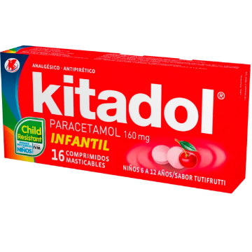 Product image of Kitadol Infantil 160 mg x 16 comprimidos masticables