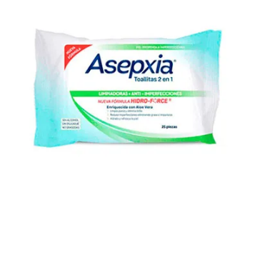 Product image of Asepxia toallas limpieza facial x 25 unidades