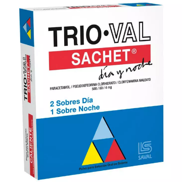 Product image of TRIOVAL DIA-NOCHE POLVO SOLUCION ORAL 3 SOBRES [BE] (PARACETAMOL+PSEUDOEF+CLORFENAMINA)