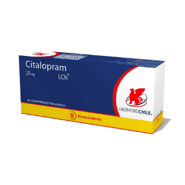 Product image of Citalopram 20 mg x 30 comprimidos recubiertos