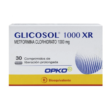 Product image of GLICOSOL-XR 1000 MG 30 COMPRIMIDOS LIBERACION PROLONGADA [BE] (METFORMINA)