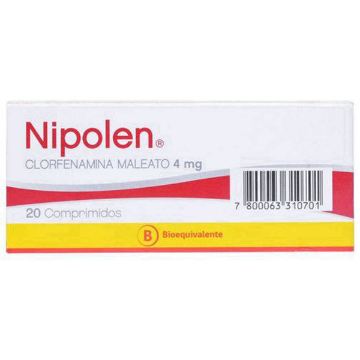 Product image of NIPOLEN 4 MG X 20 COMPRIMIDOS [BE] (CLORFENAMINA)