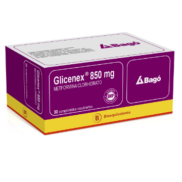 Product image of GLICENEX 850 MG 30 COMPRIMIDOS RECUBIERTOS [BE] (METFORMINA)