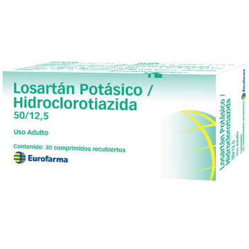 Product image of Losartan x Hidroclorotiazida 50 / 12,5 mg x 30 comprimidos