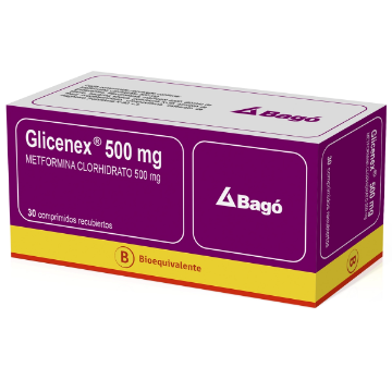 Product image of GLICENEX 500 MG 30 COMPRIMIDOS RECUBIERTOS [BE] (METFORMINA)