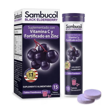 Product image of SAMBUCOL TAB. EFERVES X 15 SABOR FRAMBUESA (SUPLEMENTADO CON VIT.C 60MG/ZINC 7,5MG)