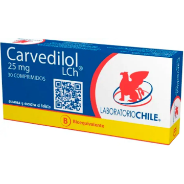 Product image of Carvedilol 25 mg x 30 comprimidos