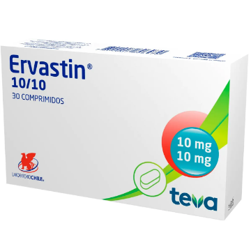 Product image of Ervastin 10 / 10 mg x 30 comprimidos