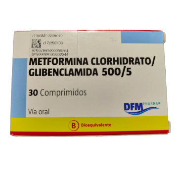 Product image of METFORMINA/GLIBENCLAMIDA 500/5MG X 30 COMP.