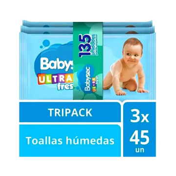 Product image of Babysec toallas húmedas ultra fresh 45 x 3 unidades