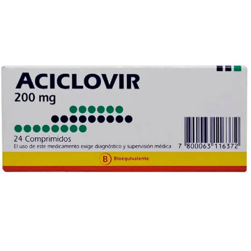 Product image of Aciclovir 200 mg x 24 comprimidos