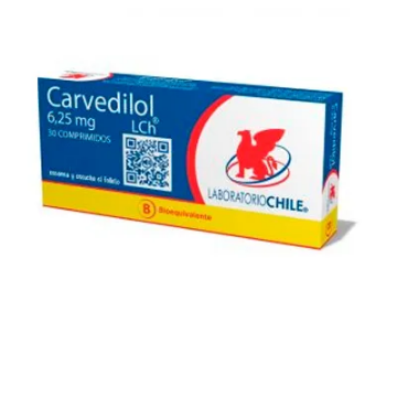 Product image of Carvedilol 6,25 mg x 30 comprimidos recubiertos