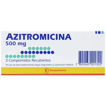 Product image of Azitromicina 500 mg x 3 comprimidos recubiertos