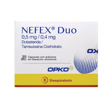 Product image of NEFEX-DUO 30 CAPSULAS GRANULOS LIBERACION PROLONGADA [BE] (DUTASTERIDA+TAMSULOSINA)