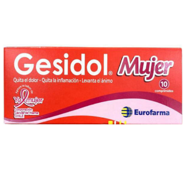 Product image of GESIDOL MUJER 10 COMPRIMIDOS (PARACETAMOL+MEPIRAMINA+PAMABRON)