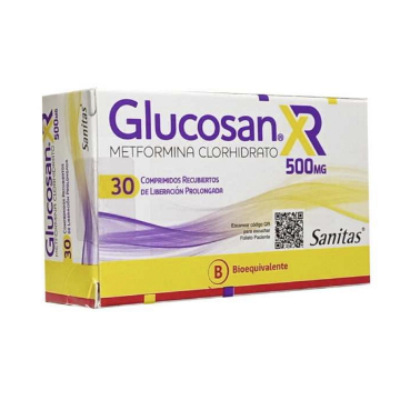 Product image of GLUCOSAN-XR 500 MG 30 COMPRIMIDOS RECUBIERTOS LIB.PROLONGADA [BE] (METFORMINA)