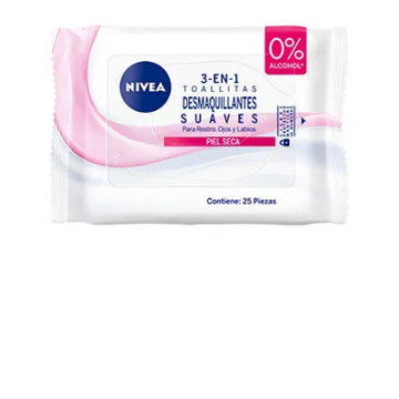 Product image of Nivea toallas desmaquillantes suaves piel seca 3 en 1 x 25 unidades