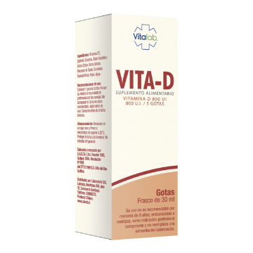 Product image of VITA-D 800 U.I. / 5 GOTAS SOLUCION ORAL FCO. 30 ML [VITALAB] (VITAMINA-D)