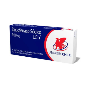 Product image of Diclofenaco sódico 100 mg x 8 cápsulas con granulos recubiertos de liberación prolongada