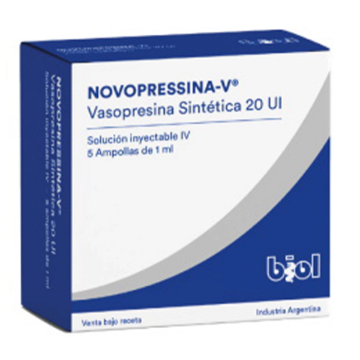 Product image of NOVOPRESSINA V SOLUCION INYECTABLE 20 UI/1ML X 5 AMP.