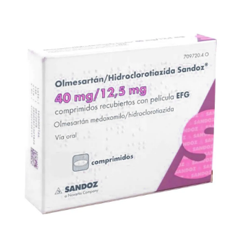 Product image of Olmesartan Hidroclorotiazida 40 mg / 12,5 mg x 30 comprimidos recubiertos