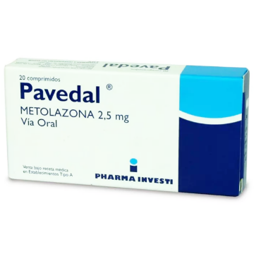 Product image of PAVEDAL 2,5 MG 20 COMPRIMIDOS (METOLAZONA)