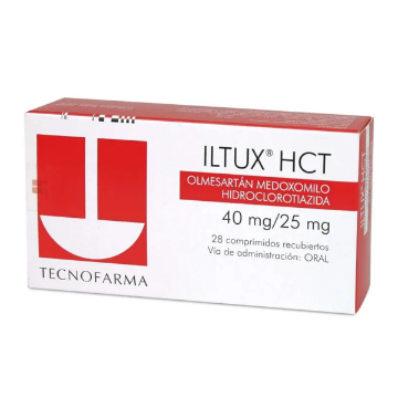 Product image of ILTUX HCT 40/25 MG 28 COMPRIMIDOS RECUBIERTOS (OLMESARTAN+HCT)