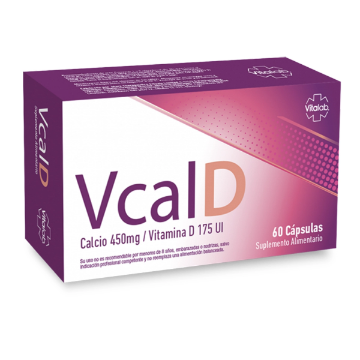 Product image of VCAL-D 60 CAPSULAS [VITALAB] (CALCIO 450 MG+ VITAMINA-D 175 U.I.)