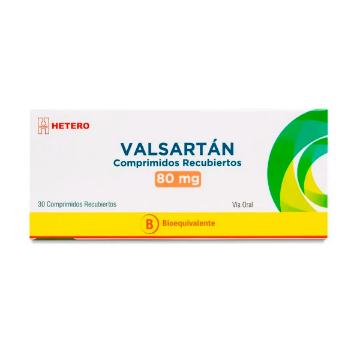 Product image of Valsartán 80 mg x 30 comprimidos recubiertos