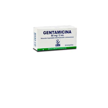 Product image of Gentamicina 80 mg / 2 ml x 5 solución inyectable