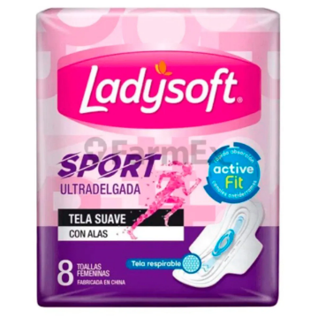 Product image of Ladysoft toalla higienica sport ultradelgada suave con alas x 8 unidades