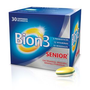 Product image of BION3 SENIOR. VITAMINAS, MINERALES, GINGSENG Y PROBIOTICOS . 30 COMPRIMIDOS RECUBIERTOS.