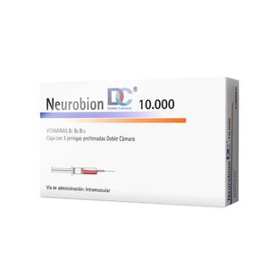 NEUROBION DC 10.000. VITAMINAS B1, B6, B12. SOLUCION INYECTABLE. 3 JERINGAS PRELLENADAS.