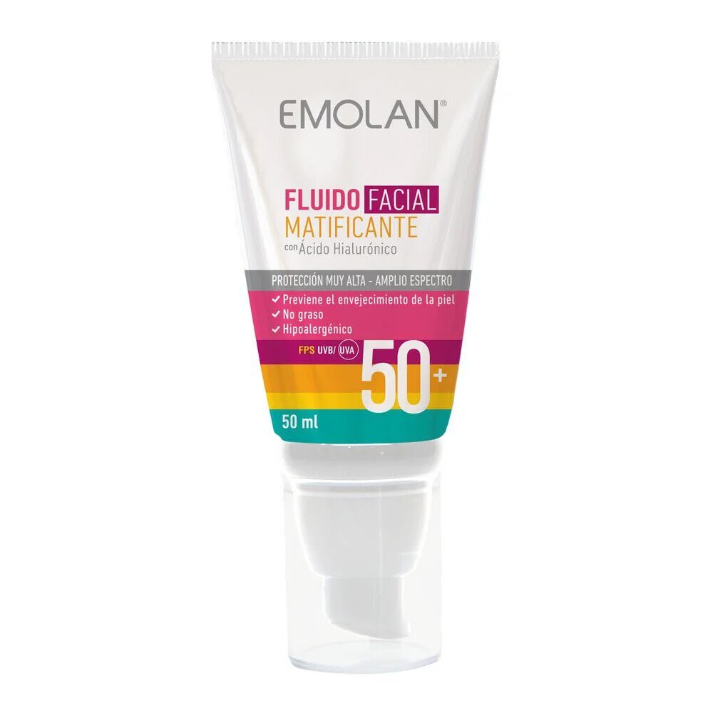 EMOLAN FLUIDO FACIAL MATIFICANTE  SPF 50 + C/AC. HIALURONICO - Maver