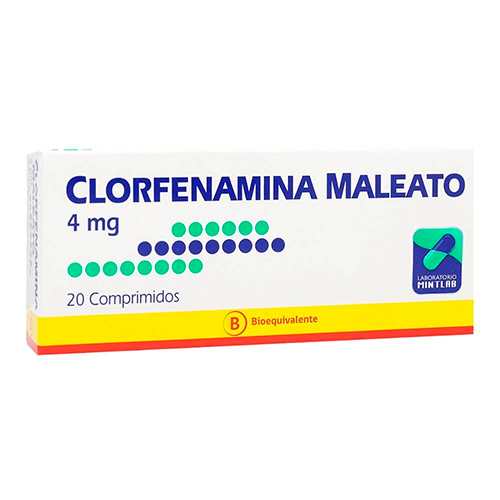 Product image of CLORFENAMINA MALEATO x20 COMPRIMIDOS DE 4 MG - Mintlab