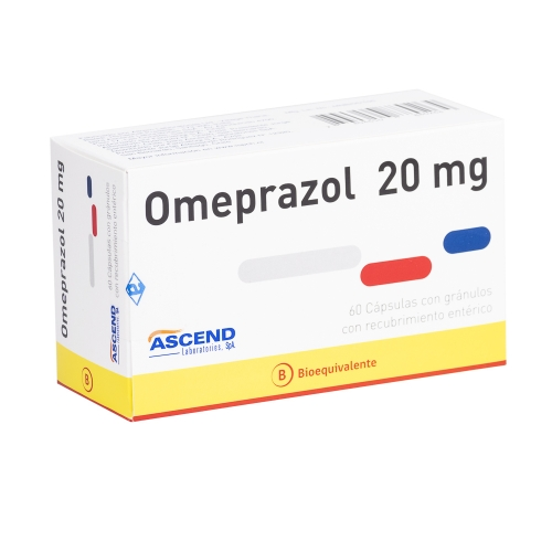 Product image of OMEPRAZOL x60 CAPSULAS C/GRANULOS DE 20 MG - Laboratorio ascend