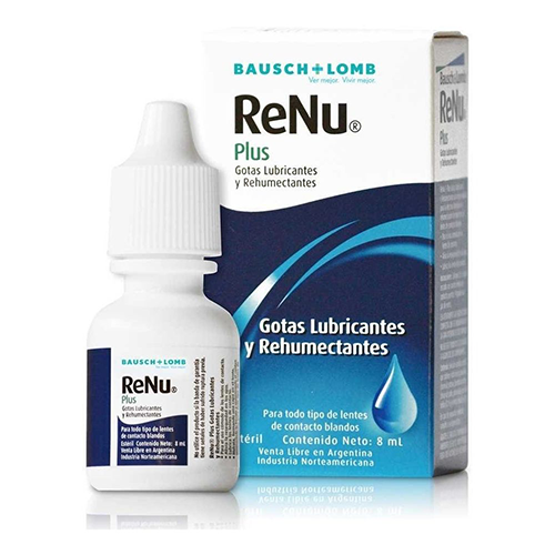 RENU PLUS GOTAS LUBRICANTES Y REHUMECTANTES TODO TIPO LENTES DE CONTACTO 8ML. - Bausch & lomb