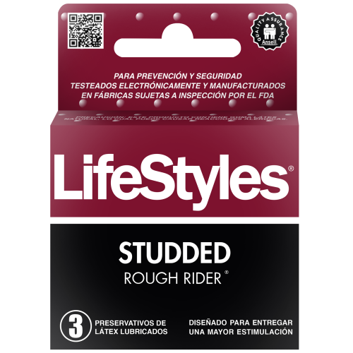 LIFESTYLES PRESERVATIVO ROUGH RIDER STUDDED  x3 - Prater