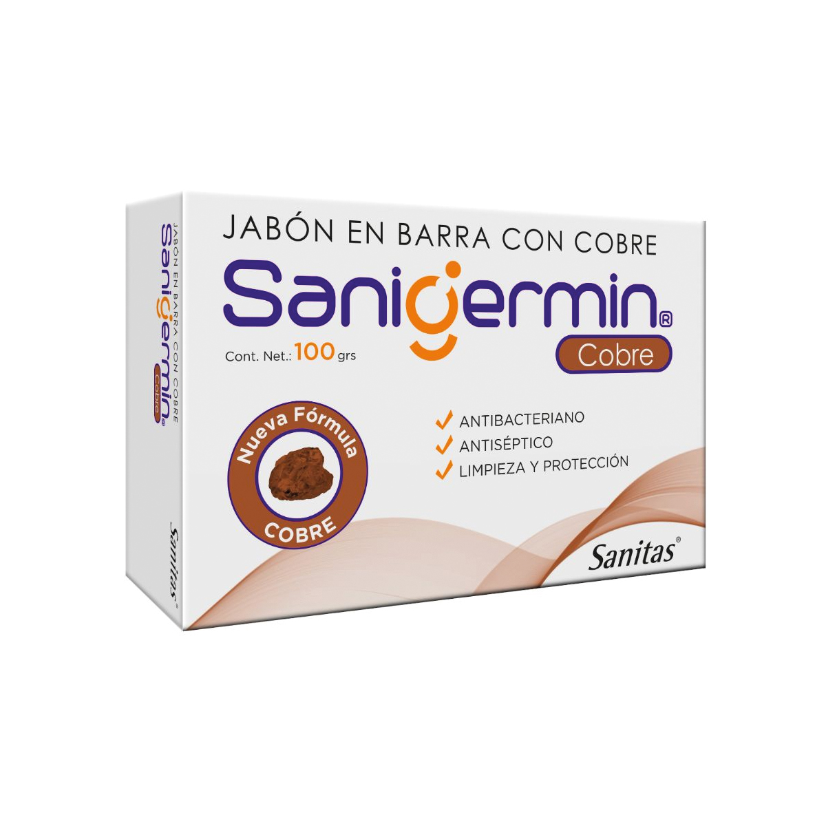 Product image of SANIGERMIN JAB. EN BARRA/COBRE 100 GR. - Sanitas