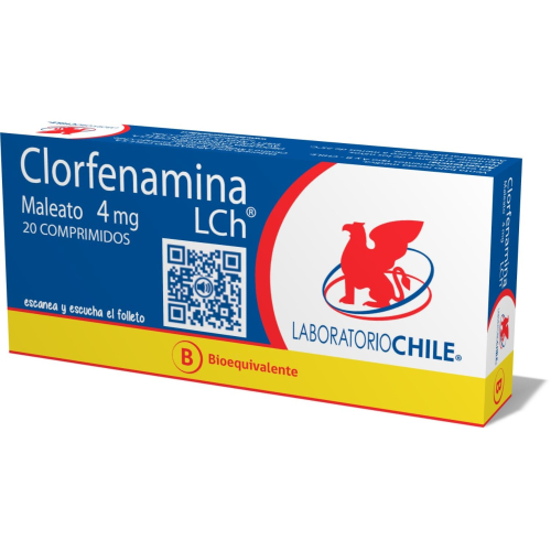 CLORFENAMINA MALEATO x20 COMPRIMIDOS DE 4MG - Lab. chile