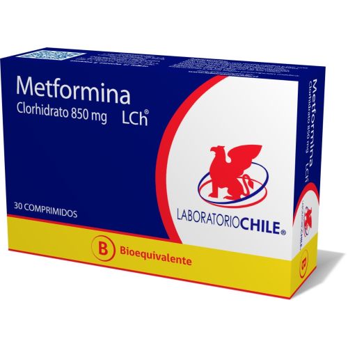 METFORMINA CLORHIDRATO x30 COMPRIMIDOS RECUBIERTOS DE 850 MG - Lab. chile