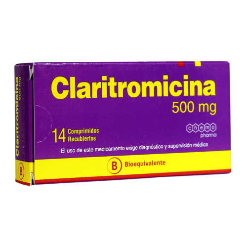 CLARITROMICINA x14 COMPRIMIDOS RECUBIERTOS DE 500MG - Chemopharma