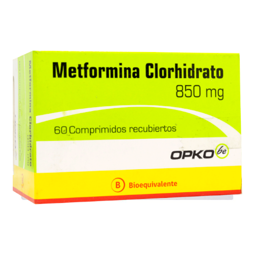 Product image of METFORMINA CLORHIDRATO x60 COMPRIMIDOS RECUBIERTOS DE 850 MG - Opko chile sa