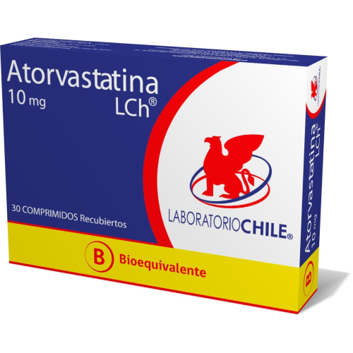 Product image of ATORVASTATINA x30 COMPRIMIDOS RECUBIERTOS DE 10 MG - Lab. chile