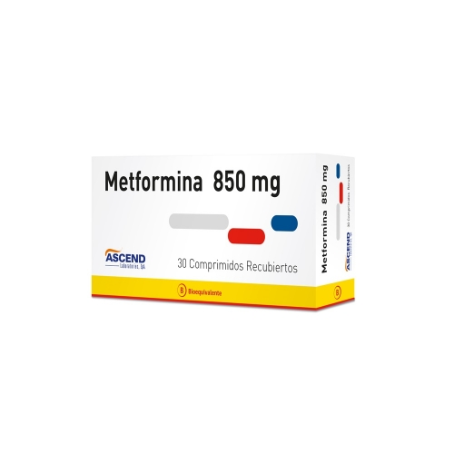 METFORMINA CLORHIDRATO x30 COMPRIMIDOS RECUBIERTOS DE 850 MG - Laboratorio ascend